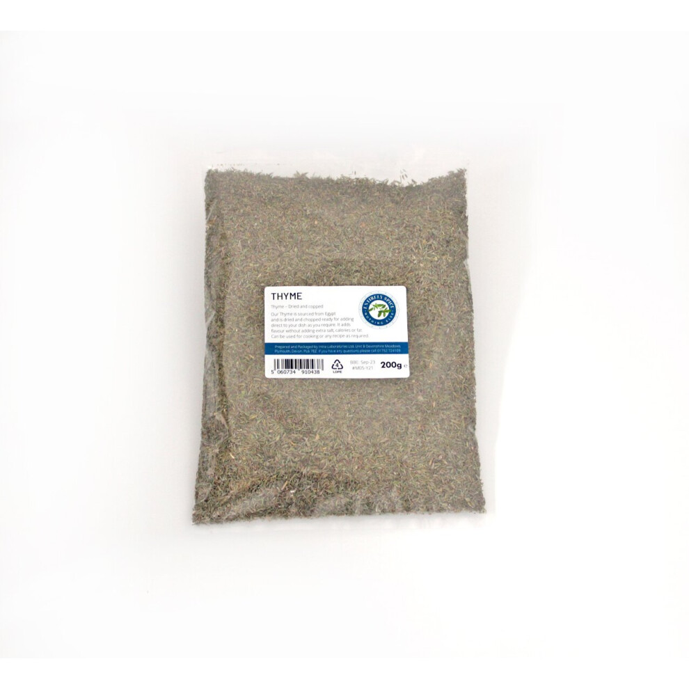 Intralabs Thyme 200G - Chopped & Dried Culinary Herb, Aromatic Thymus Vulgaris, Food Grade