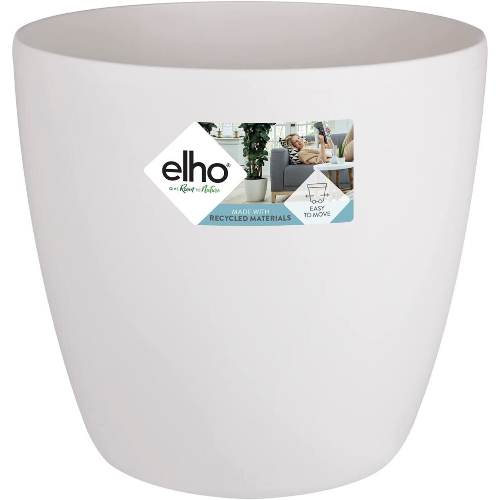 (white) Elho Brussels Round Wheels Flower Pot- 40 cm