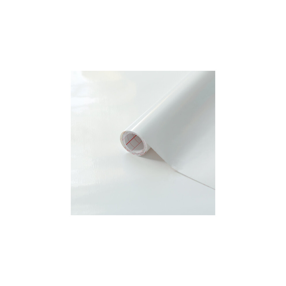 (45cm) GLOSSY WHITE sticky back plastic vinyl wrap film (2m long)