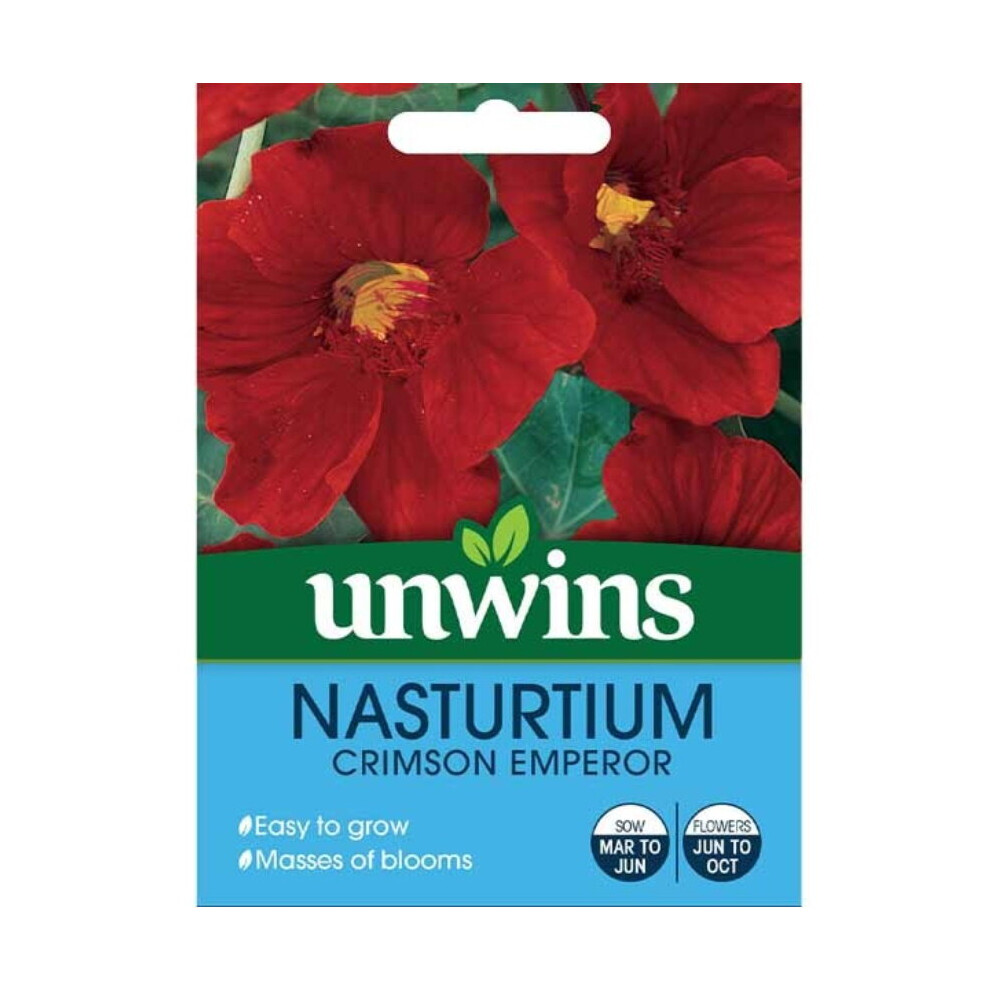 Unwins Grow Your Own Edible Nasturtium Crimson Emperor Container Flower Seeds