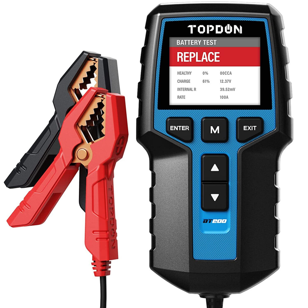 Car Battery Tester 12V 24V Load Tester, TOPDON BT200 100-2000CCA Automotive Diagnostic Alternator Analyzer