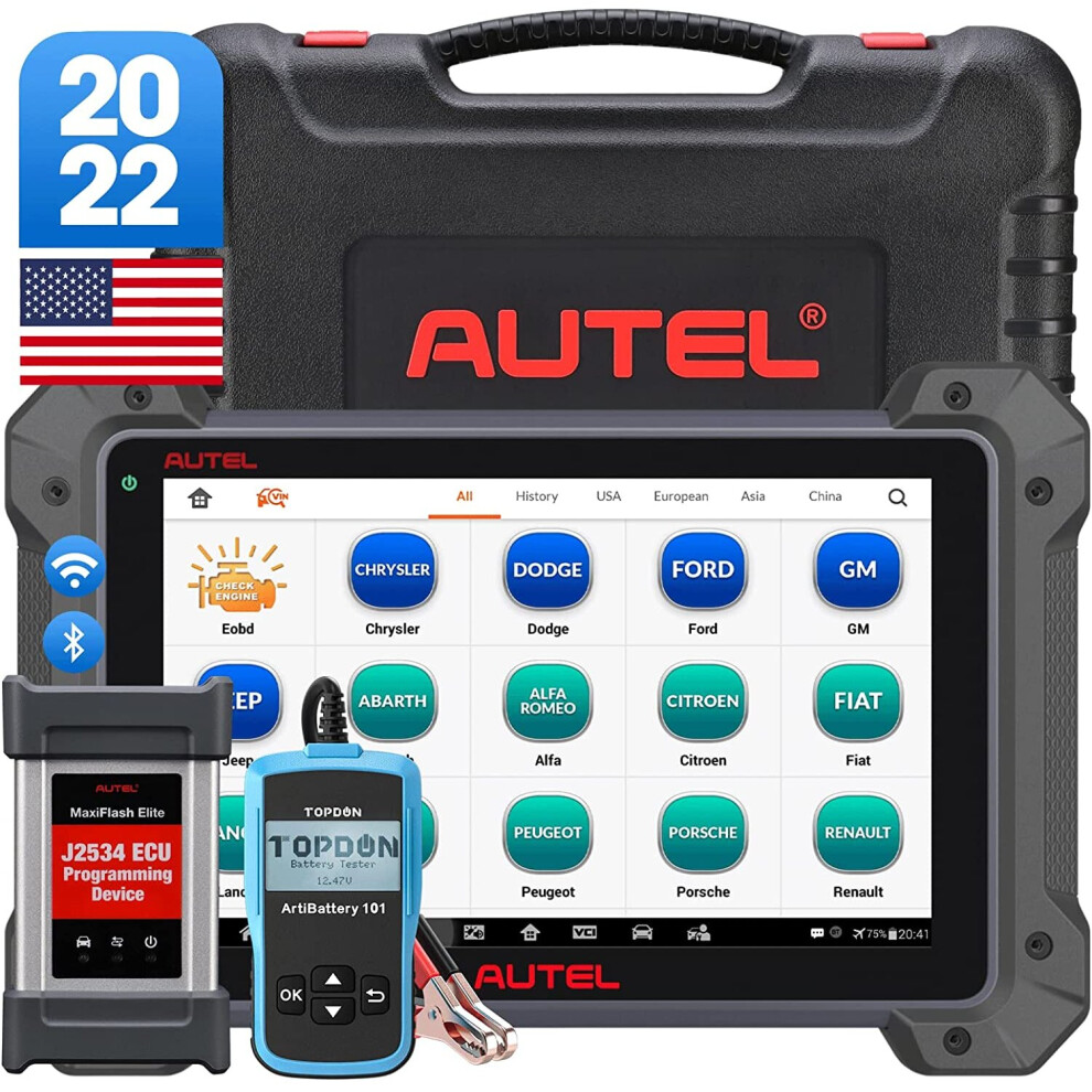 Autel Scanner Maxisys  MK908P Car Diagnostic Scan Tool with J2534 ECU Reprogramming, Coding with Free Battery Tester AB101