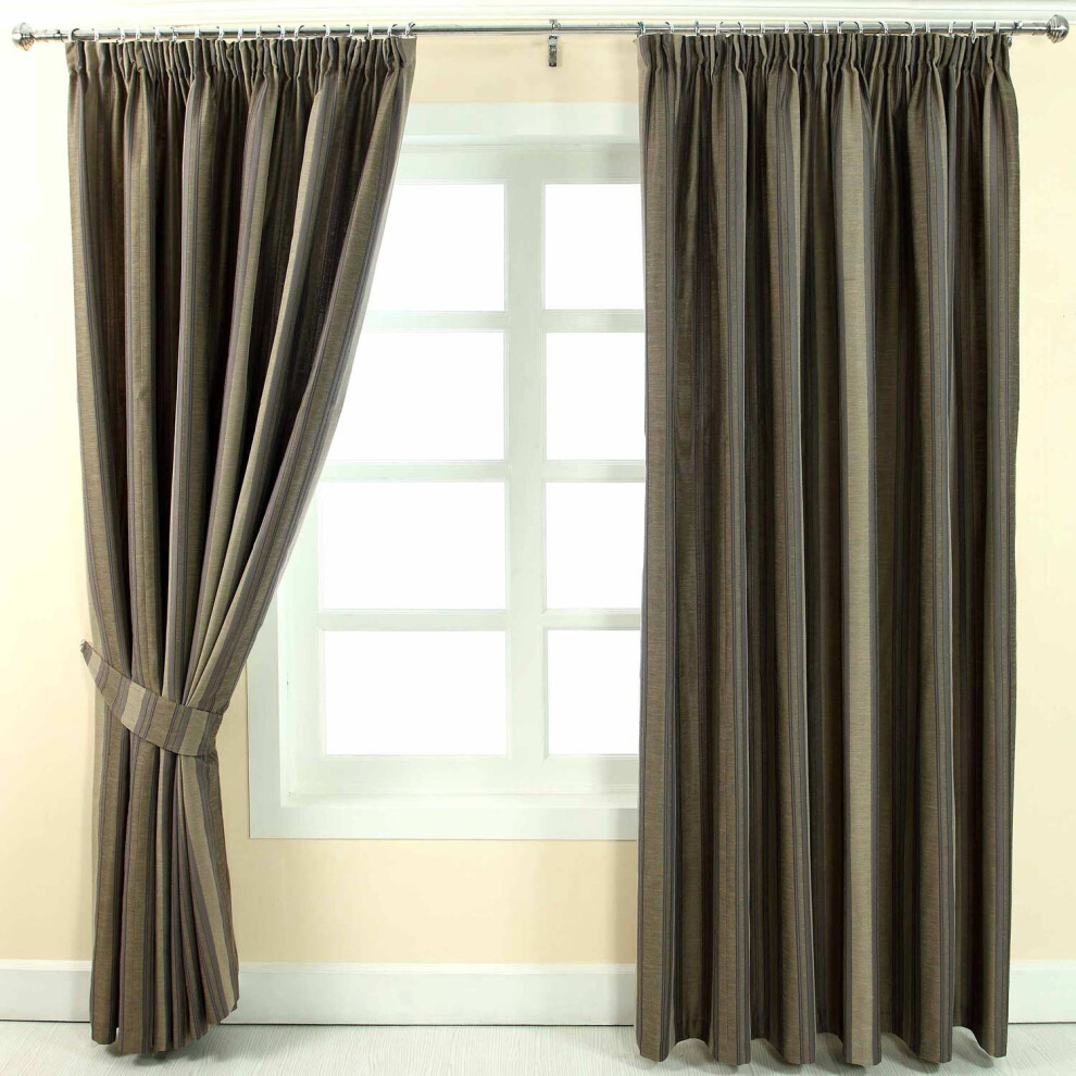 (W 167cm x Drop 137cm, Grey) Jacquard Curtain Modern Striped Design Fully Lined