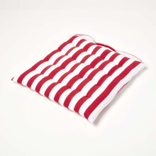 (1 Seat Pad) Red Stripe Seat Pad with Button Straps 100% Cotton