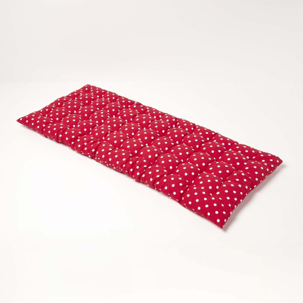 Homescapes (Two Seater) Red Polka Dot Bench Cushion