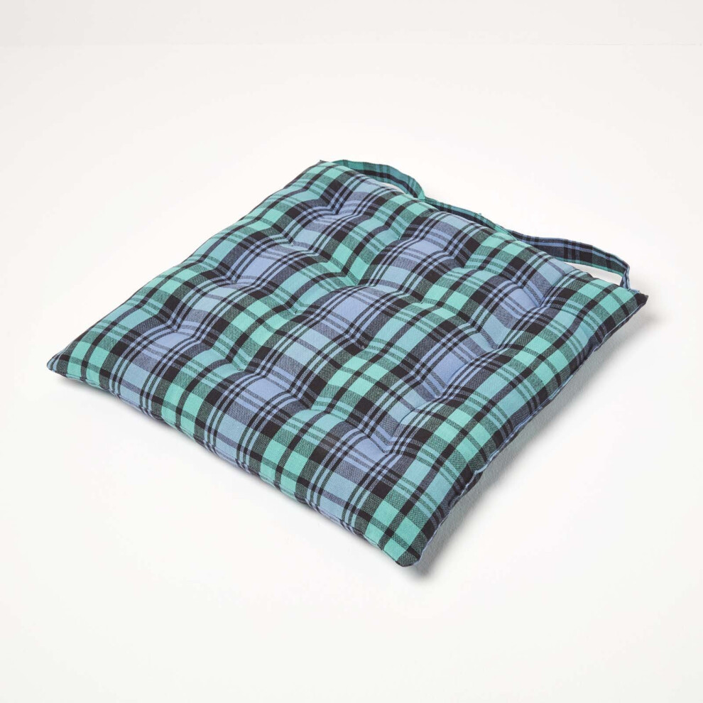 Blackwatch Tartan Seat Pad with Button Straps 100% Cotton