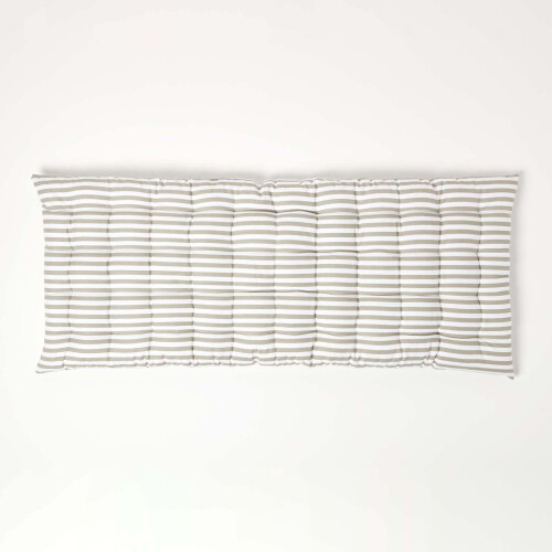 Homescapes (Two Seater) Grey Stripe Bench Cushion 1