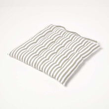 (1 Seat Pad) Grey Stripe Seat Pad with Button Straps 100% Cotton