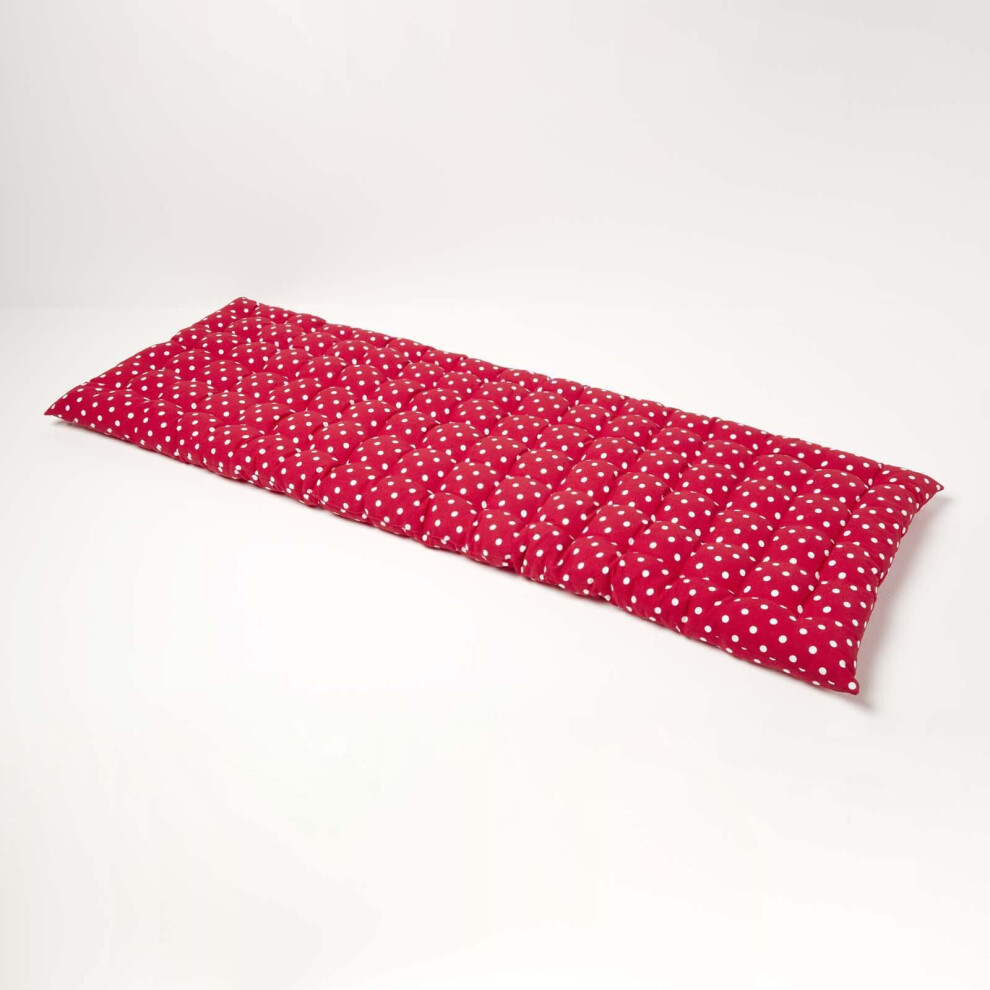 Homescapes (Three Seater) Polka Dot Bench Cushion Red