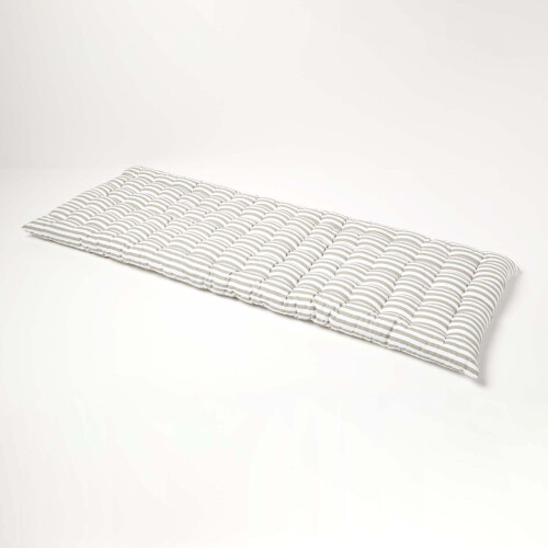 Homescapes (Three Seater) Grey Stripe Bench Cushion