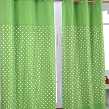(W 137cm x Drop 182cm, Green) Cotton Stars Ready Made Eyelet Curtain Pair