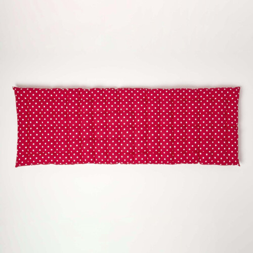 Homescapes (Three Seater) Red Polka Dot Bench Cushion 1