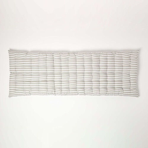 Homescapes (Three Seater) Grey Stripe Bench Cushion 1