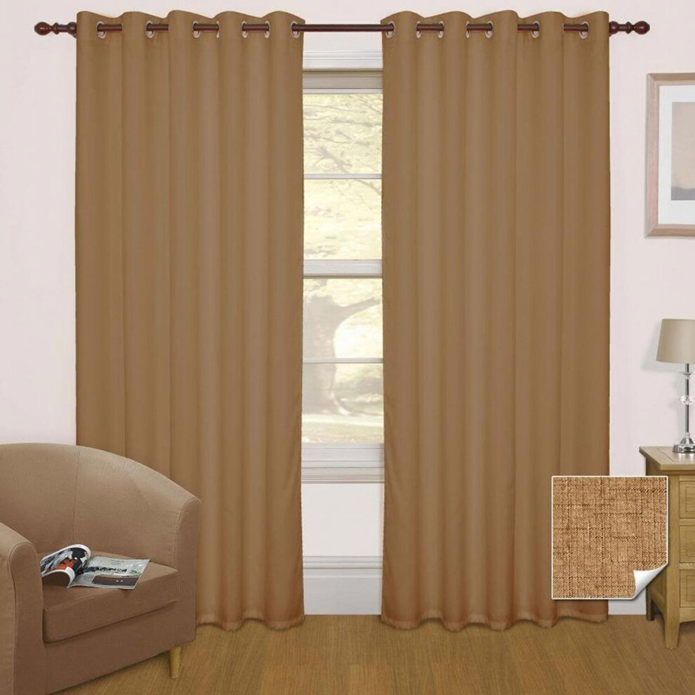 Homescapes (W 228Cm X Drop 228Cm, Latte) Thermal Blackout Eyelet Curtain Pair