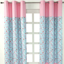 (W 137cm x Drop 228 cm) Birds And Flowers Ready Made Eyelet Curtain Pair