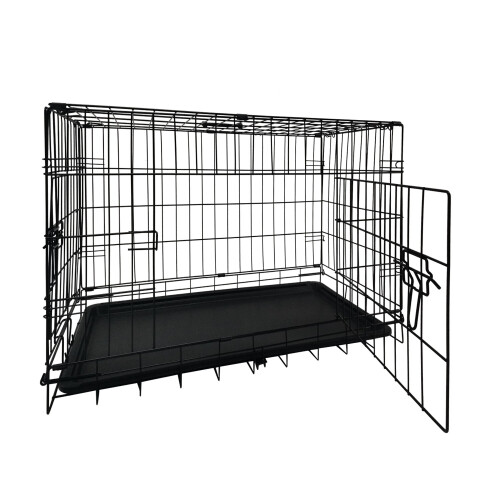 Dog Cage Folding 2 Door Crate   30" Black 2