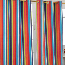 (W 137cm x Drop 182cm) Multi Stripes Ready Made Eyelet Curtain Pair