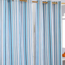 (W 117cm x Drop 137 cm) New England Stripes Ready Made Blue Curtain Pair