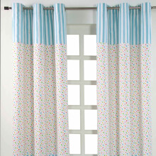 (W 137cm x Drop 228 cm) Cotton Multi Stars Ready Made Eyelet Curtain Pair