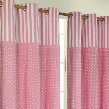 (W 137cm x Drop 228 cm, Pink) Polka Dots Ready Made Eyelet Curtain Pair
