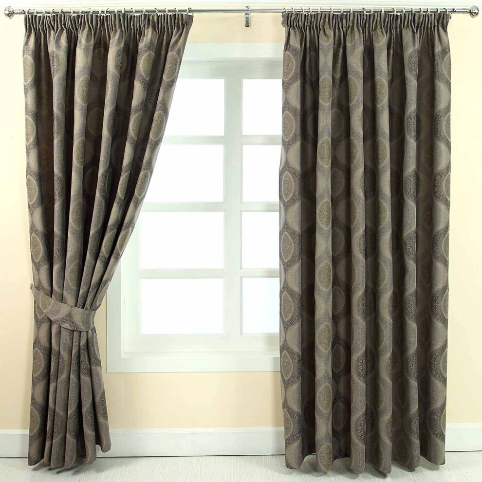 (W 117cm x Drop 182cm, Grey) Jacquard Curtain Modern Curve Design Fully Lined