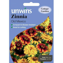 Unwins Grow Your Own Borders & Cutting Garden Flowers Zinnia Old Mexico Seeds