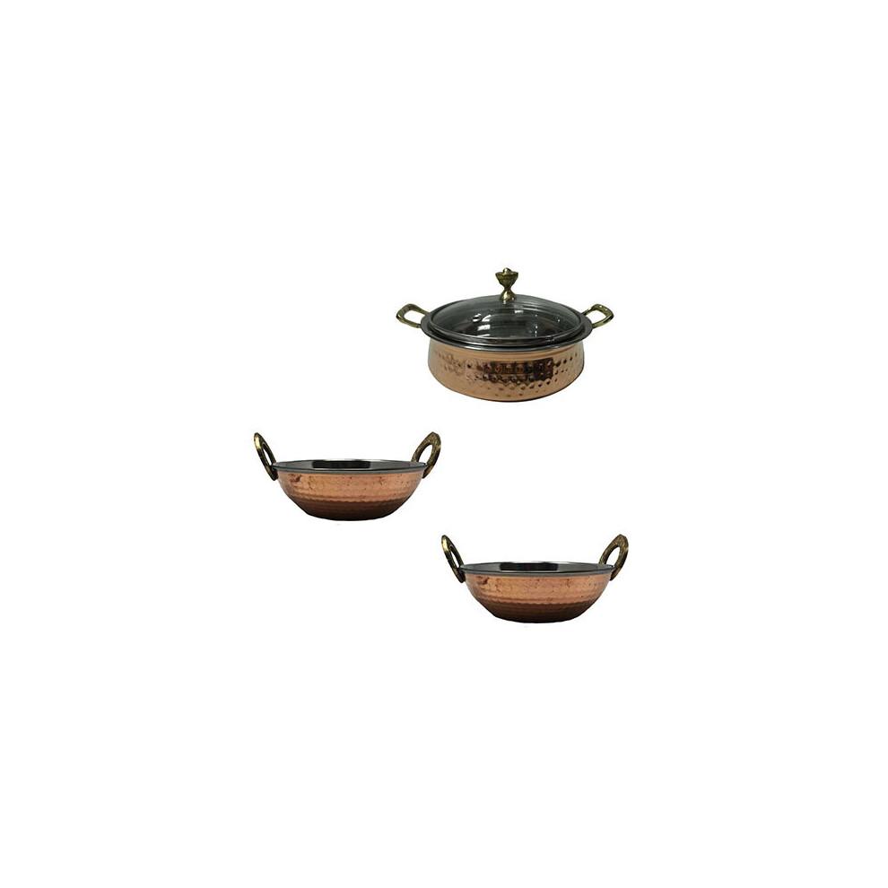 (Large) Balti Dish & Lagan Set Hand Hammered Copper