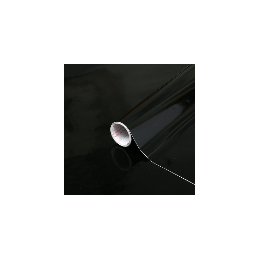 (45cm) GLOSSY BLACK sticky back plastic vinyl wrap film (2m long)