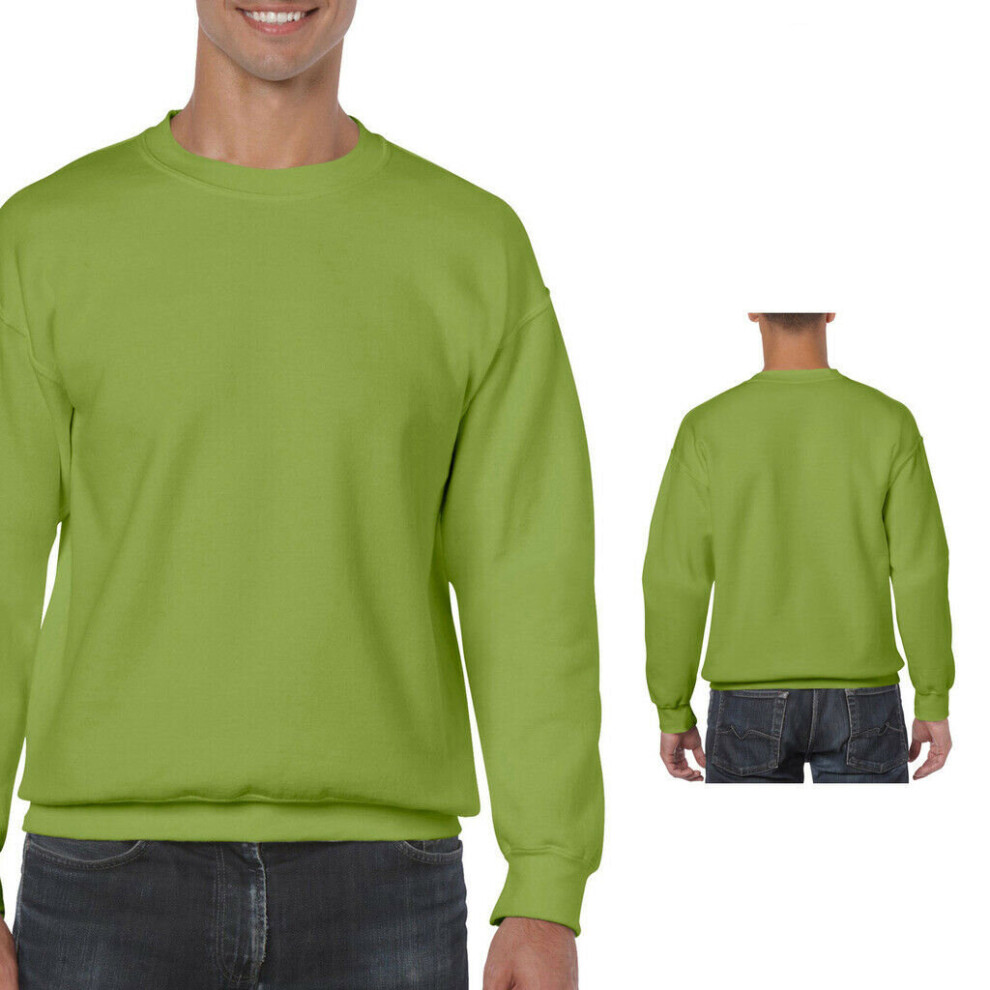 (Green, M) Mens Plain Sweatshirt Jumper Jersey Sweater Top