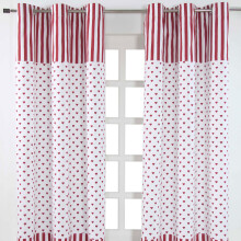 (W 137cm x Drop 228 cm, Red) Love Hearts Ready Made Eyelet Curtain Pair
