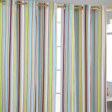 (W 117cm x Drop 137 cm) Osaka Green Stripes Ready Made Eyelet Curtain Pair
