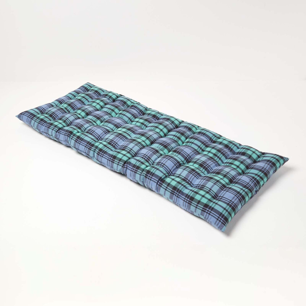 Homescapes (Two Seater) Blackwatch Tartan Bench Cushion Green