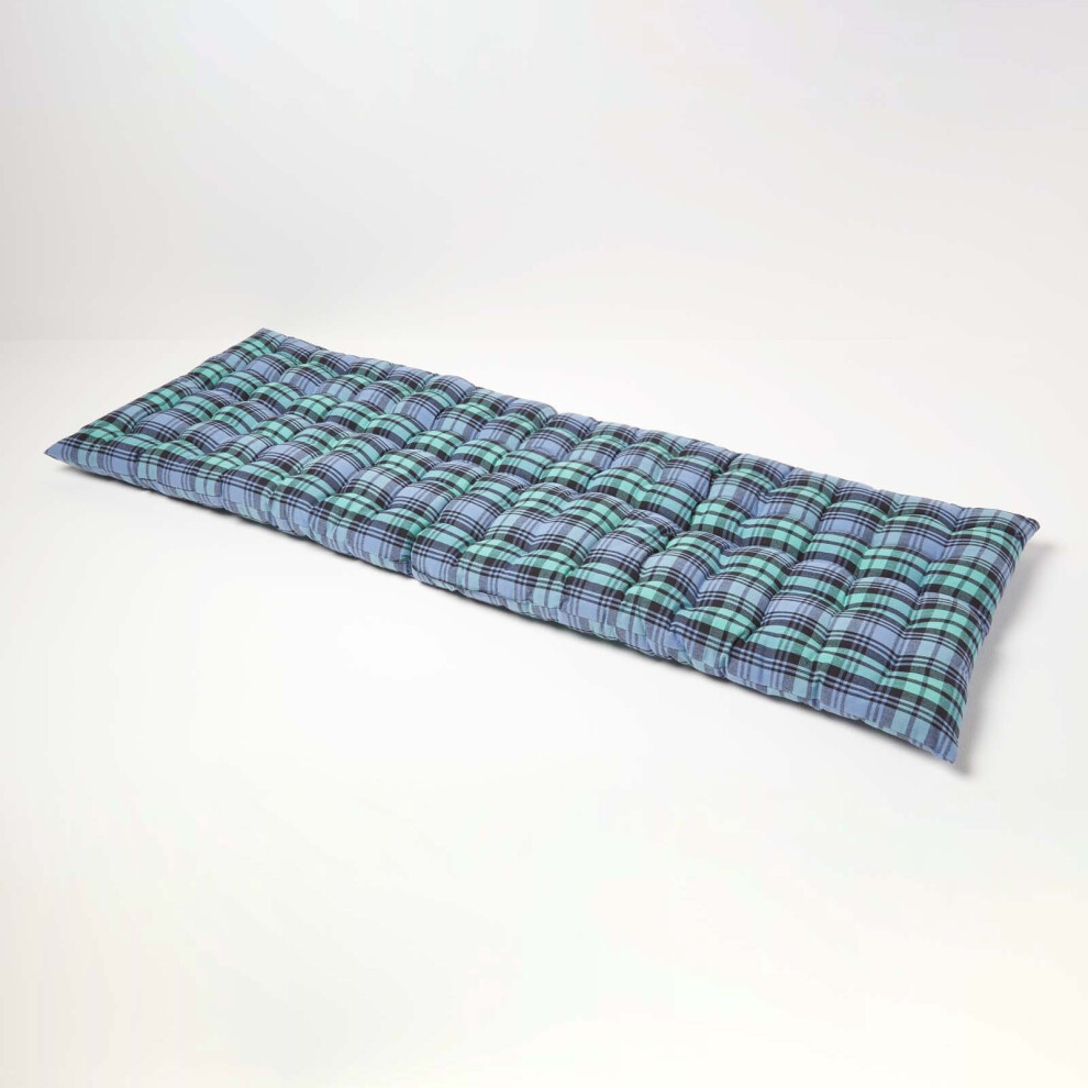 Homescapes (Three Seater) Blackwatch Tartan Bench Cushion Green