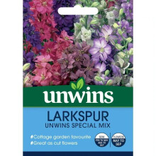 Unwins Grow Your Own Garden Border Flowers Larkspur Special Mix Seeds Packet