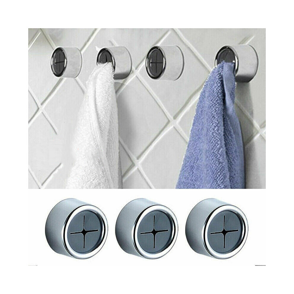 3x Push-in Tea Towel Holder Wash Cloth Clips Wall Mounted Self Adhesive