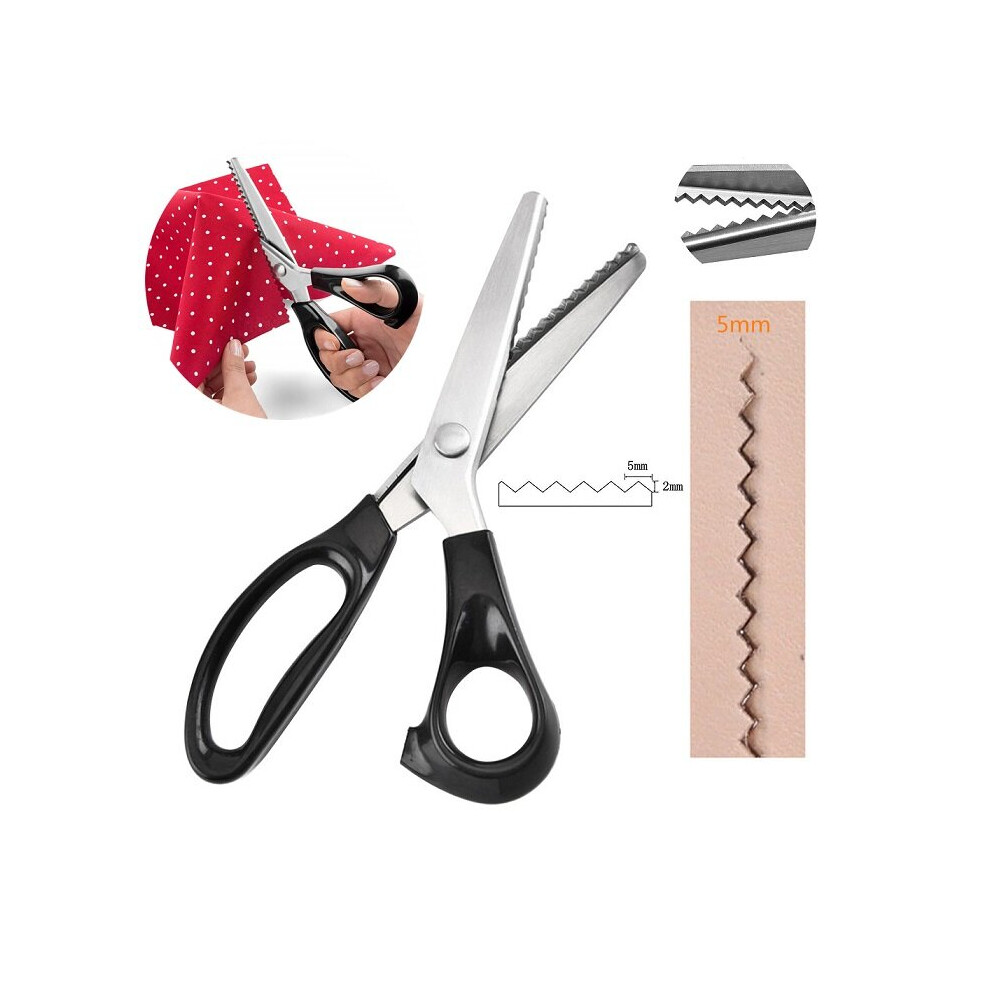 Vlio Zig Zag Sewing Scissor Dressmaking Handicraft Fabric Pinking Shears Black