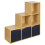 URBN Living (Beech, Black) 6 Cube Step Storage Bookcase Shelf Unit Doors Wood 1