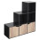 URBN Living (Black, Oak) 6 Cube Step Storage Bookcase Shelf Unit Doors Wood 1