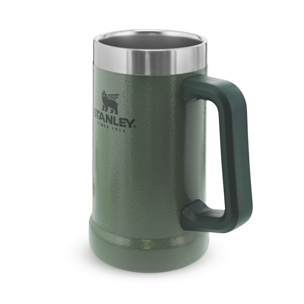 Stanley Adventure Vacuum Keeps Cold for 7 Hours-Stainless Steel Beer Stein with Handle, Hammertone Green, 0.7L