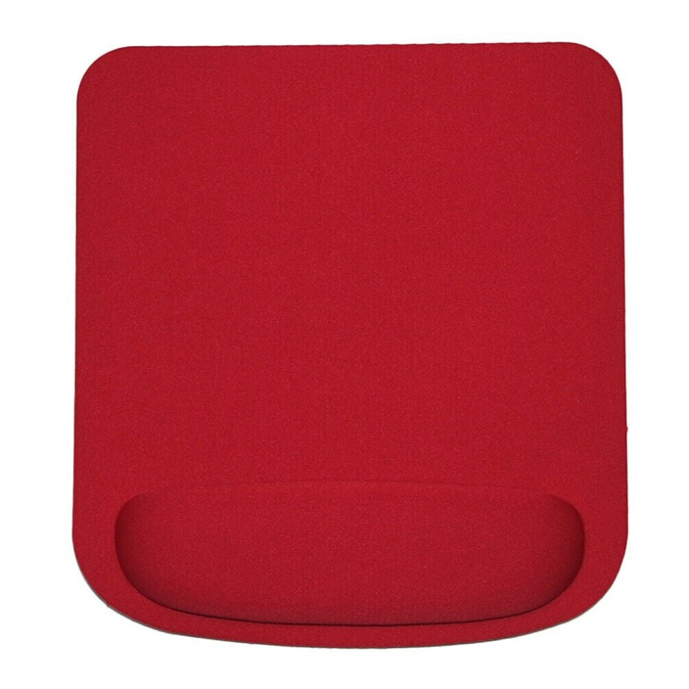 (Red) Square 5mm Mouse Mat with Wrist Support