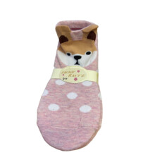 (Pink Pomeranian) New Women's Cute Dog Pug Frenchie Boston Terrier Cotton Rich Trainer Socks 1 Pair