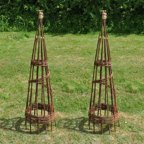 Selections Set of 2 Spiral Willow Garden Obelisks (1.15m) 2