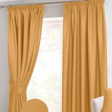 (W 117cm x Drop 182cm, Mustard Yellow) Herringbone Chevron Blackout Curtains Pair Pencil Pleat