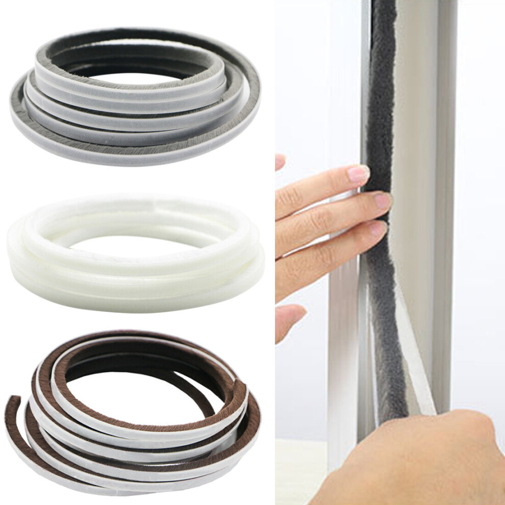 (Black) 5 Meters Door Window Self Adhesive Sealing Strip