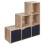 URBN Living (Oak, Black) 6 Cube Step Storage Bookcase Shelf Unit Doors Wood 1