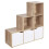 URBN Living (Oak, White) 6 Cube Step Storage Bookcase Shelf Unit Doors Wood 1