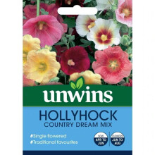 Unwins Grow Your Own Garden Flowers Hollyhock Country Dream Mix Seeds Packet
