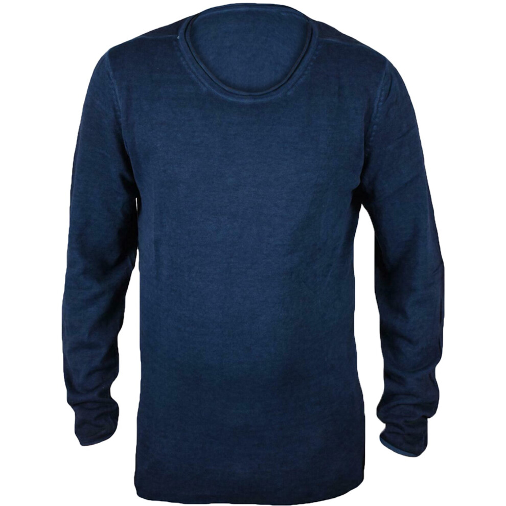 (Navy, S) Mens Jumper Crew Neck Long Sleeve Sweater Pullover