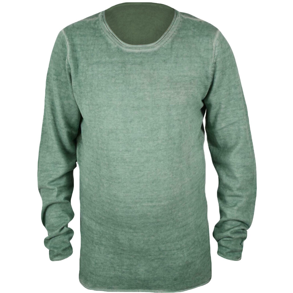 (Green, S) Mens Jumper Crew Neck Long Sleeve Sweater Pullover