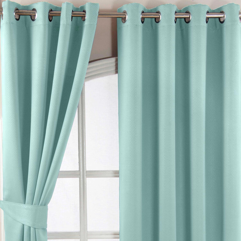 Herringbone Blackout Curtains Pair Eyelet Style